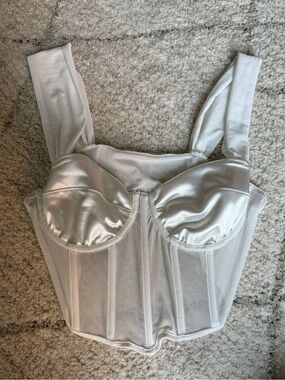 Satin White Corset Bustier Top Size 6 NEW WITHOUT TAGS